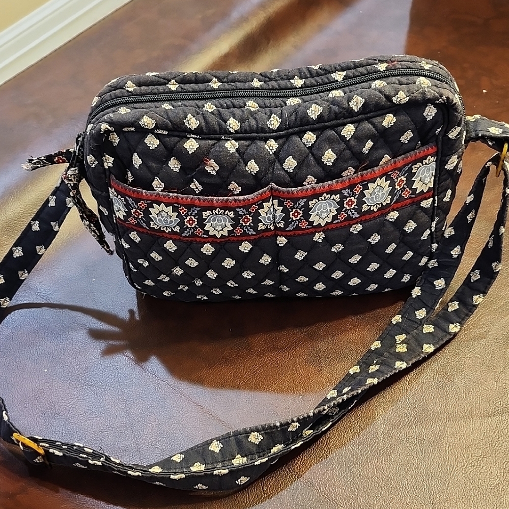 Vera Bradley Black and Red Quilted Crossbody Bag